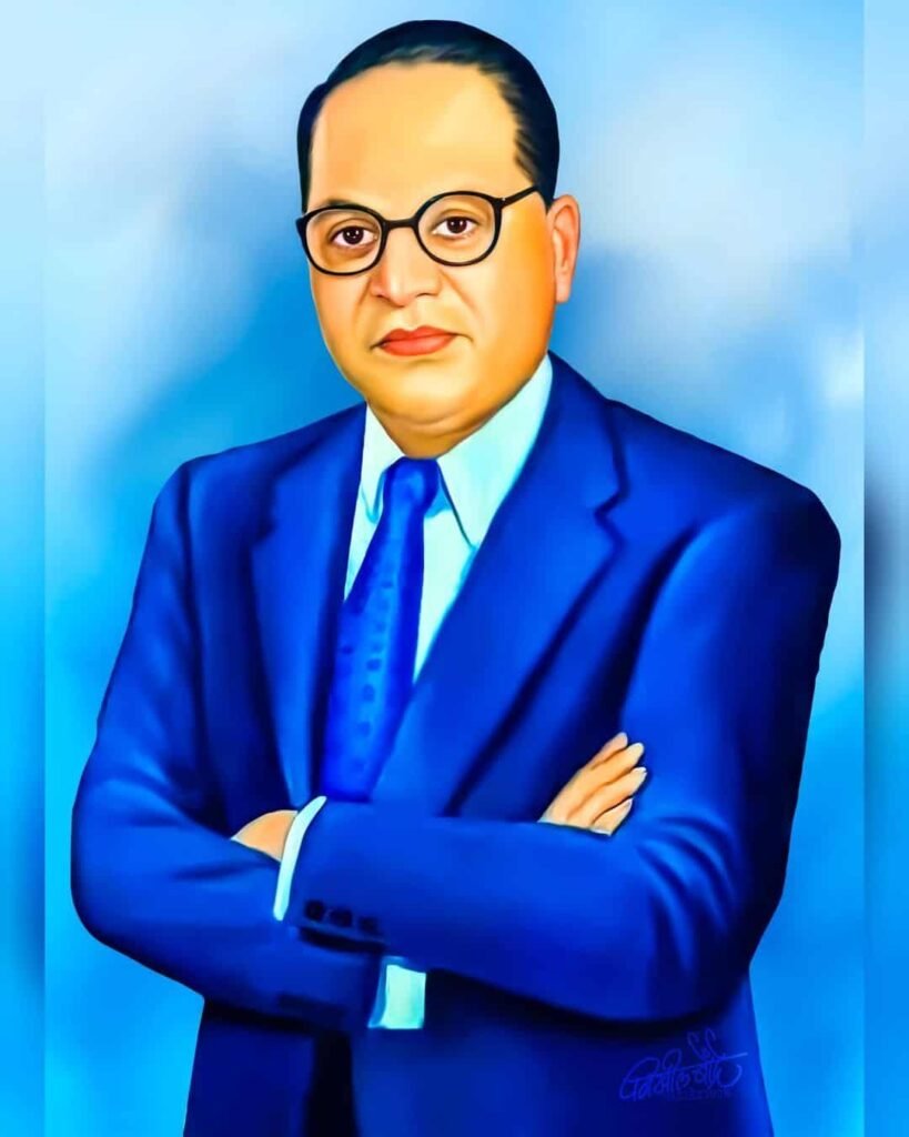 Ambedkar Photo Blue Background