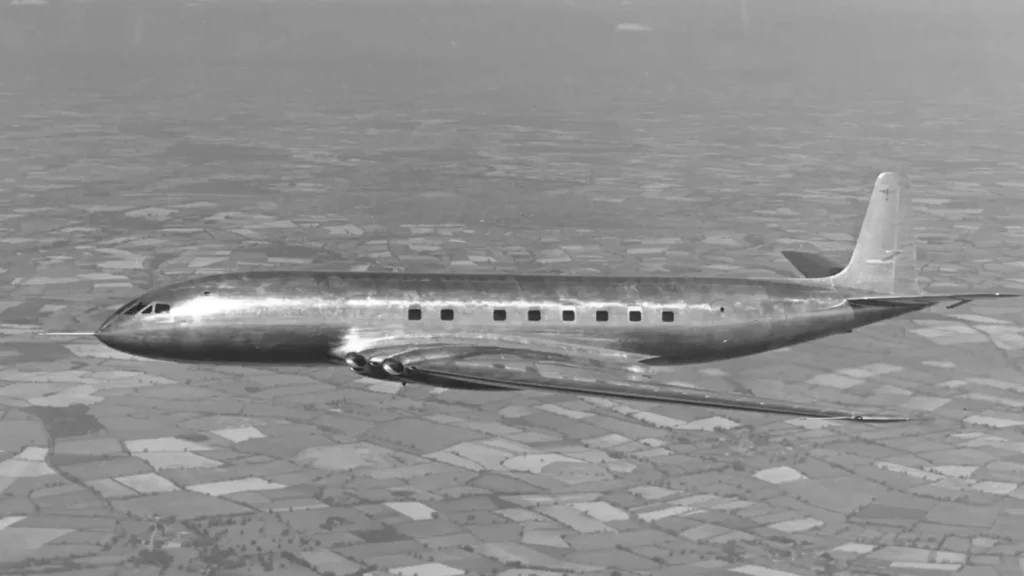 Historical De Havilland Comet jet with original square windows